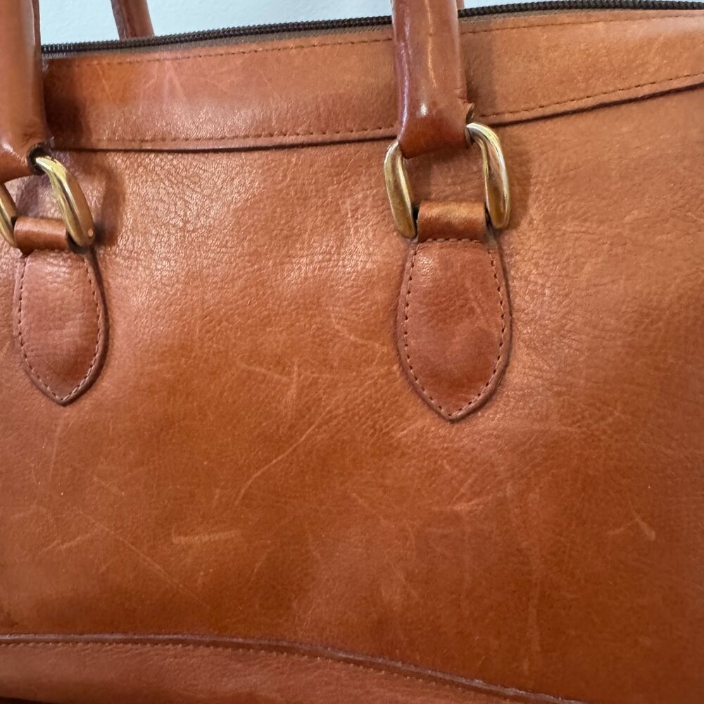 French Company Vintage Brown Leather Bag No Shoulder Strap - Picture 5 of 15
